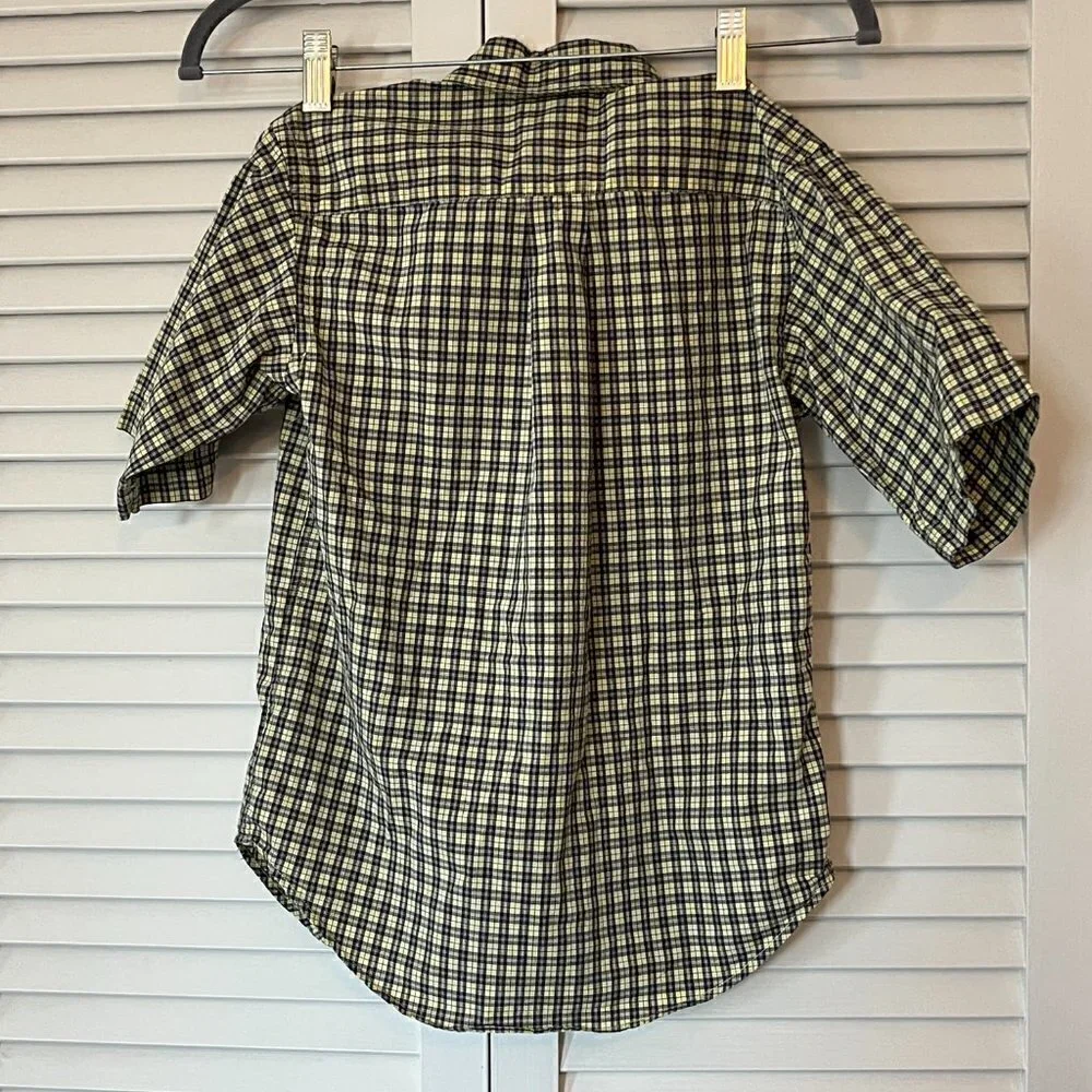 Ralph Lauren buttondown short sleeve yellow plaid small 8/10 boys
